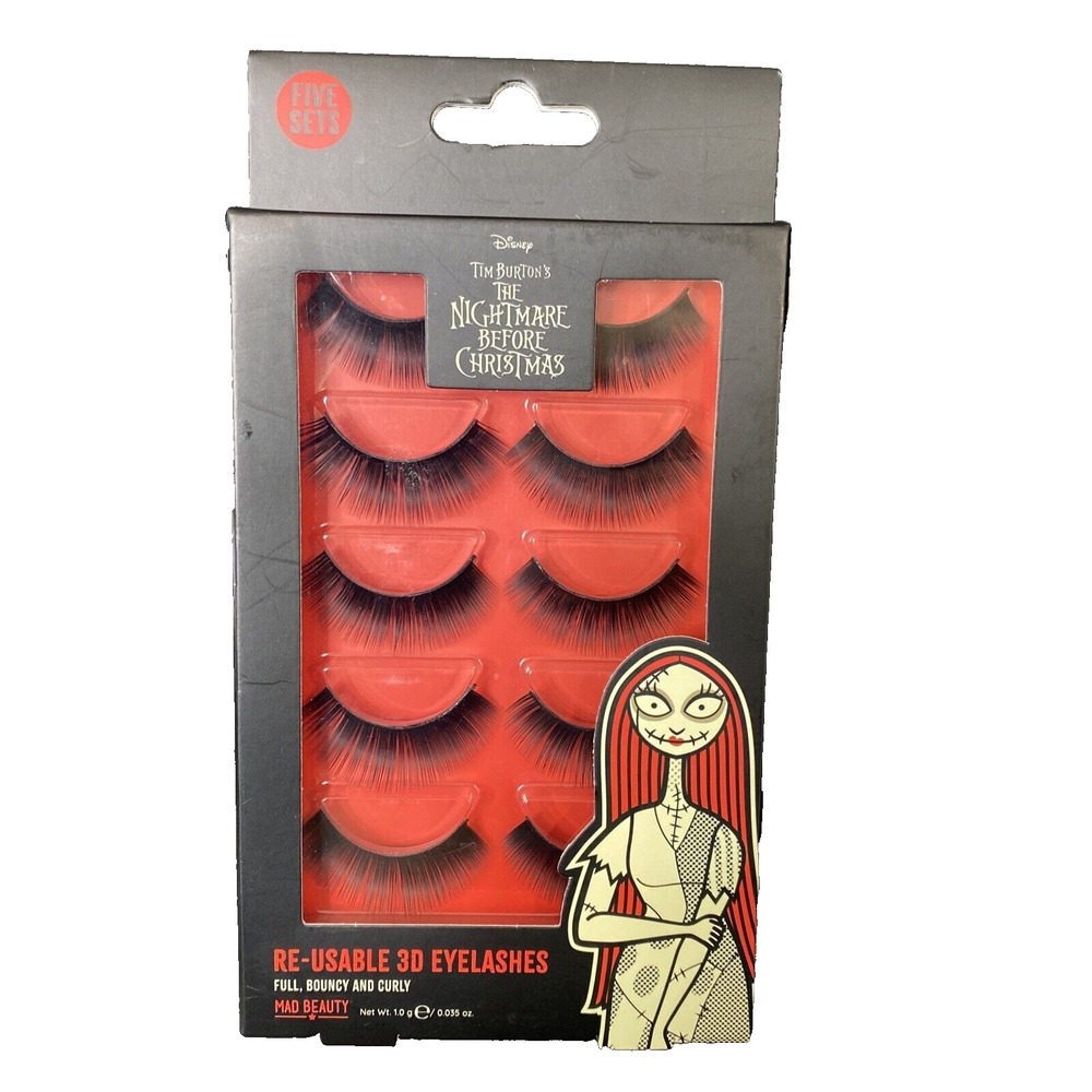 Nightmare Before Christmas Re-Usable 3D Eyelashes Full Bouncy Curly Mad Beauty